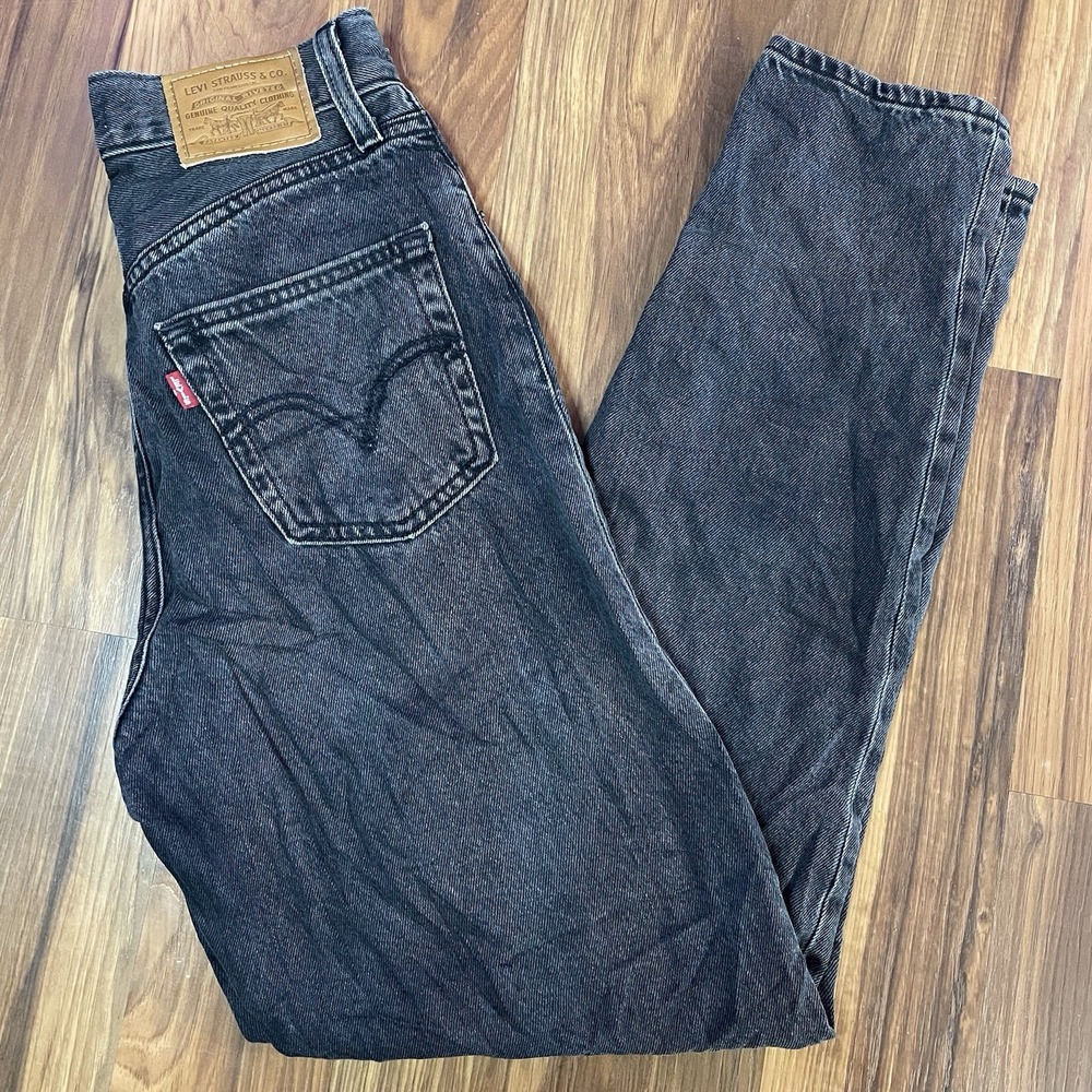Levi Strauss Premium High Loose Taper Jeans Women 23 Black Denim High Rise Mom
